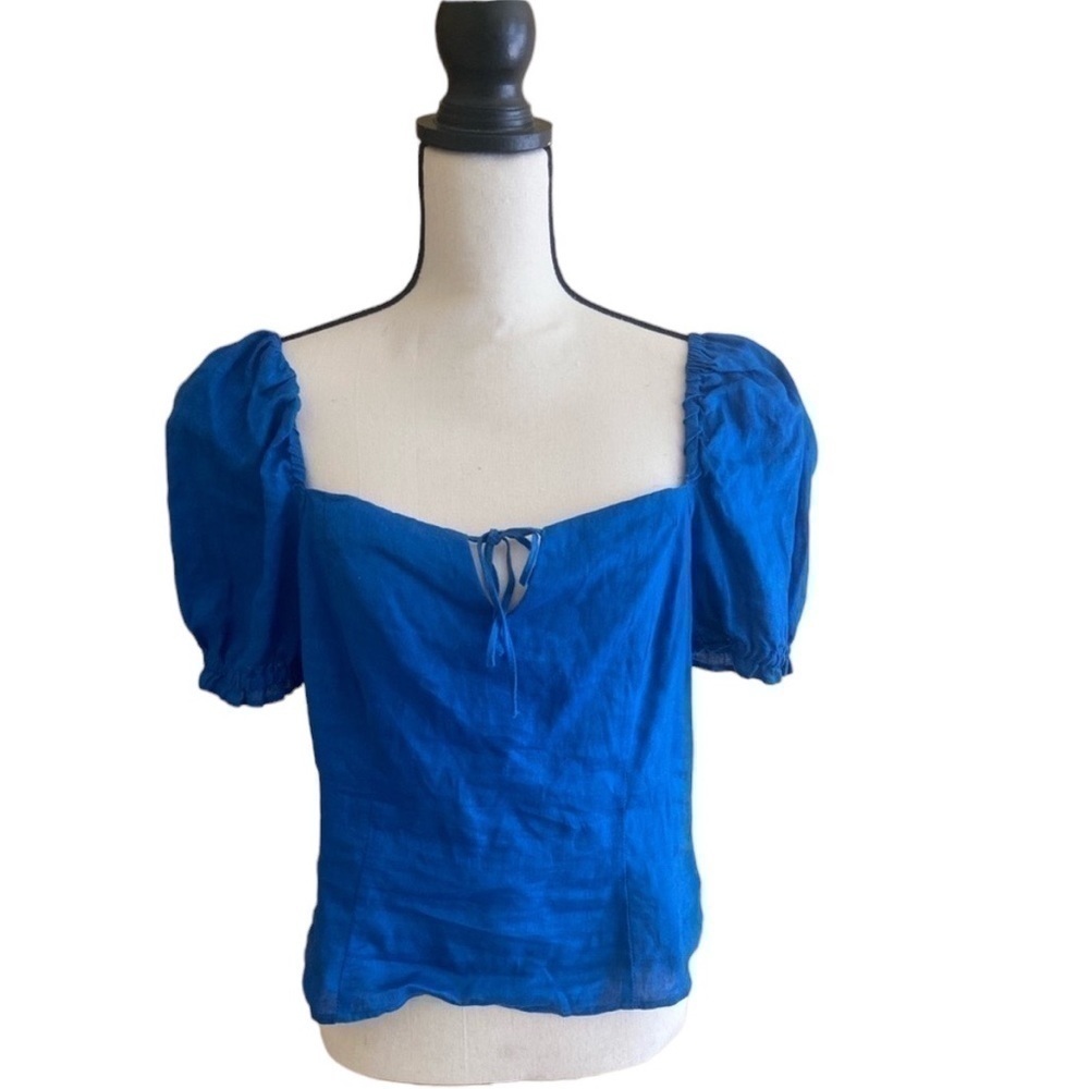 H&M 100% Linen cobalt blue blouse.‌‌‌‌‌‌‌‌‌‌‌‌‌‌‌‌‌‌